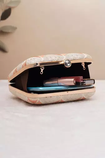  peach prism embroidered clutch bag for women