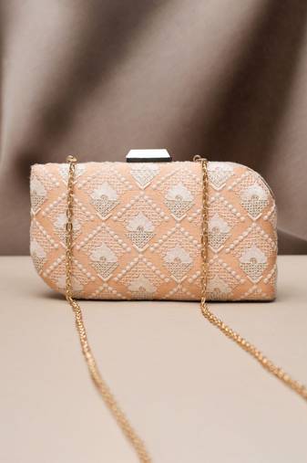  golden petal embroidered clutch bag for women