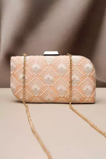 golden petal embroidered clutch bag for women