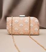  golden petal embroidered clutch bag for women