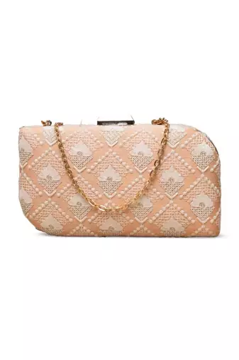 golden petal embroidered clutch bag for women