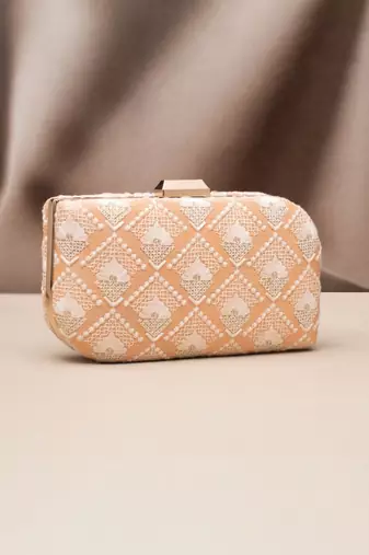  golden petal embroidered clutch bag for women