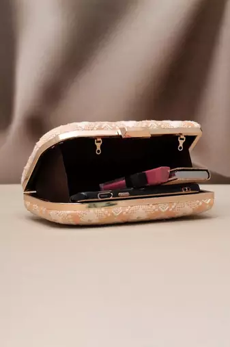  golden petal embroidered clutch bag for women