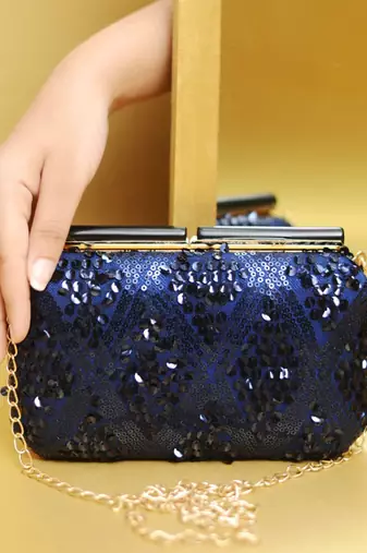  embellished box clutch with shoulder strap