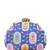  blue based pattern printed golden zari fabric clutch bag for women