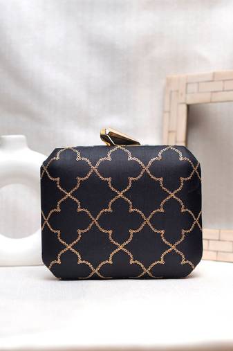  embroidered box clutch bag for women