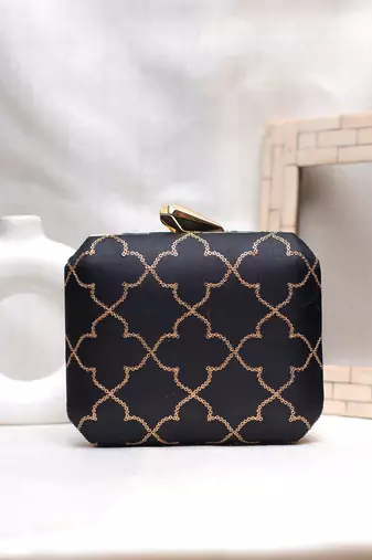  embroidered box clutch bag for women