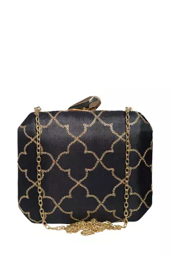  embroidered box clutch bag for women