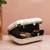  white based threadwork pattern embroidery clutch