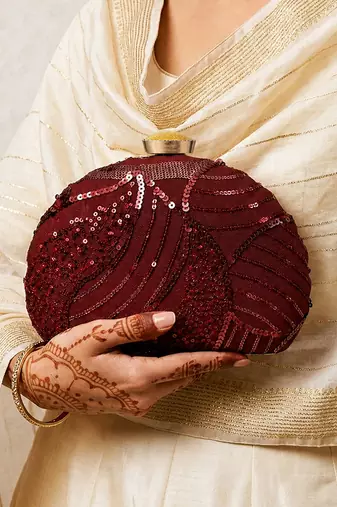  green embroidered box clutch bag for women