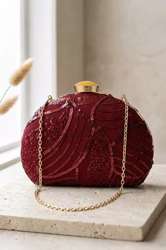  green embroidered box clutch bag for women