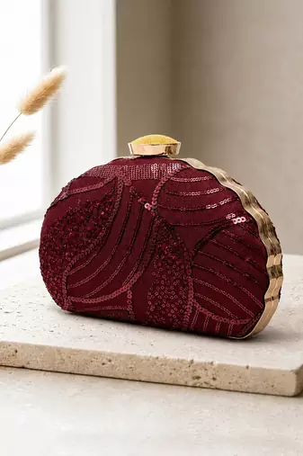  green embroidered box clutch bag for women