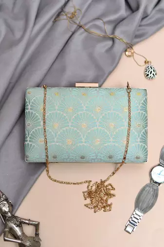  printed box clutch bag for women