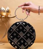  black based rosegold sequins embroidery clutch