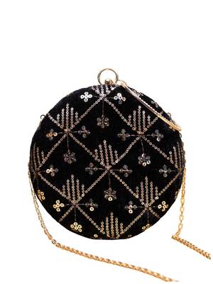  black based rosegold sequins embroidery clutch 2