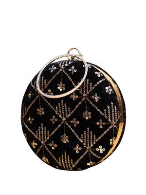  black based rosegold sequins embroidery clutch 3