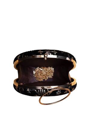  black based rosegold sequins embroidery clutch 4