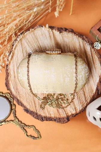  beige textured box clutch bag for women
