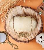  beige textured box clutch bag for women