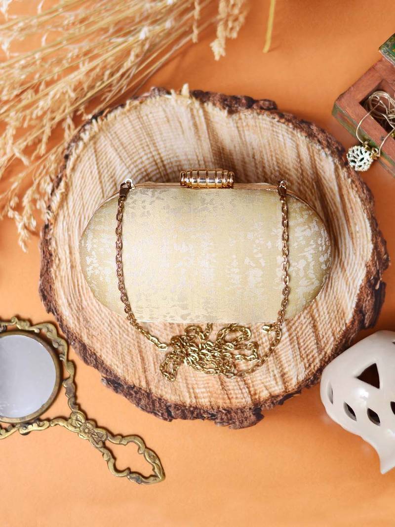  beige textured box clutch bag for women