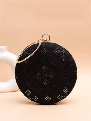  black with sequin geometric pattern clutch 1