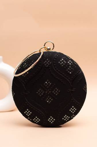  black with sequin geometric pattern clutch