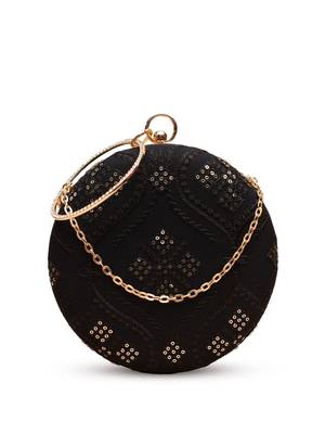  black with sequin geometric pattern clutch 2