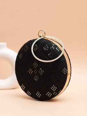  black with sequin geometric pattern clutch 3