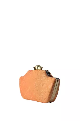  orange embroidered box clutch