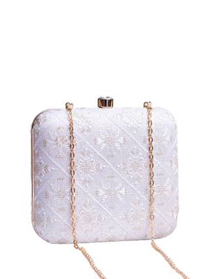  white based clutch bag for wonen with detachable strap 2