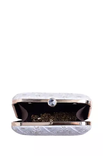  white based clutch bag for wonen with detachable strap