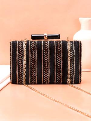  black based threadwork embroidery clutch 1
