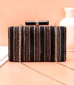  black based threadwork embroidery clutch