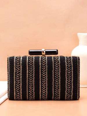  black based threadwork embroidery clutch 2