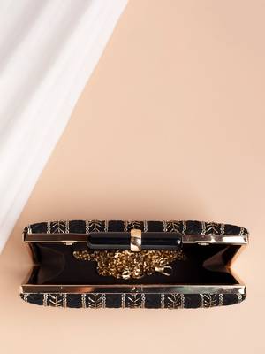  black based threadwork embroidery clutch 4