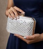  elegant ivory sequin box clutch bag for women