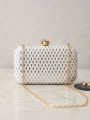  elegant ivory sequin box clutch bag for women 2
