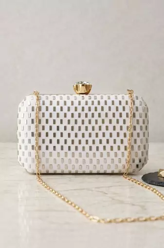  elegant ivory sequin box clutch bag for women