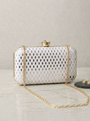  elegant ivory sequin box clutch bag for women 3
