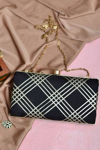  embroidered box clutch bag for women