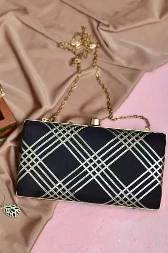  embroidered box clutch bag for women