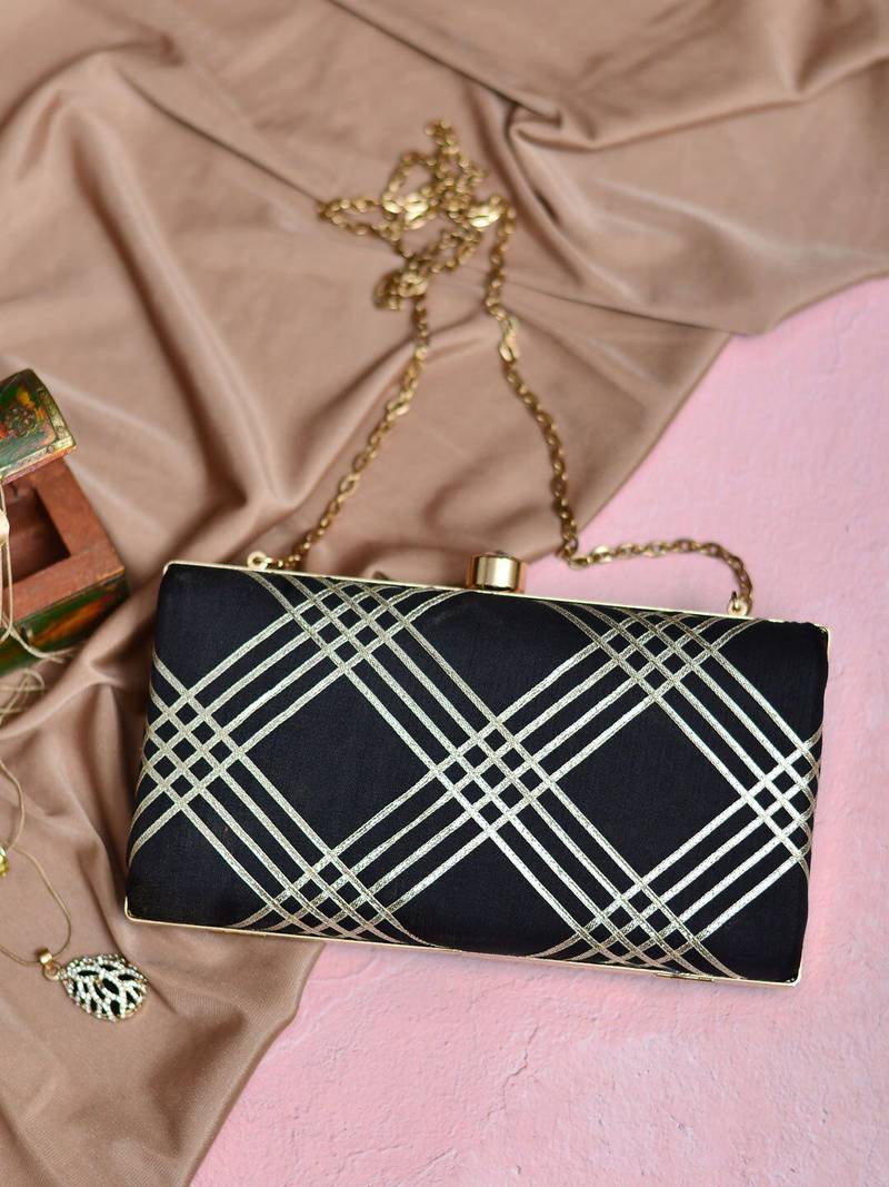  embroidered box clutch bag for women