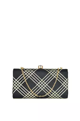  embroidered box clutch bag for women