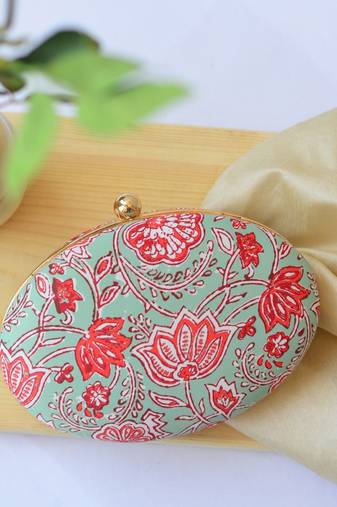  printed box clutch bag for women