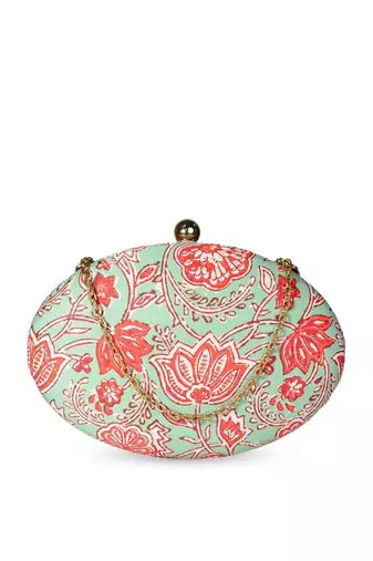  printed box clutch bag for women