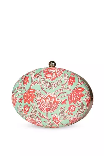  printed box clutch bag for women