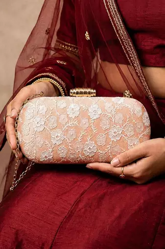   embroidered box clutch bag for women