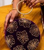   regal plum velvet floral embroidery clutch
