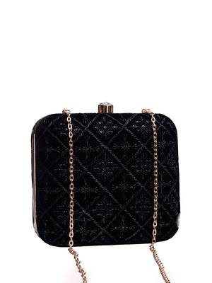   black based thread work embroidery clutch bag for wonen with detachable strap 2