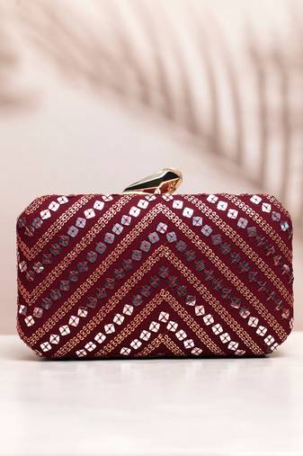   embroidered box clutch bag for women
